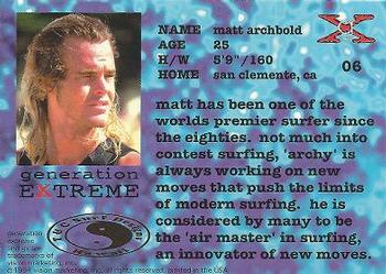 1994 Vision Generation Extreme #6 Matt Archbold Back